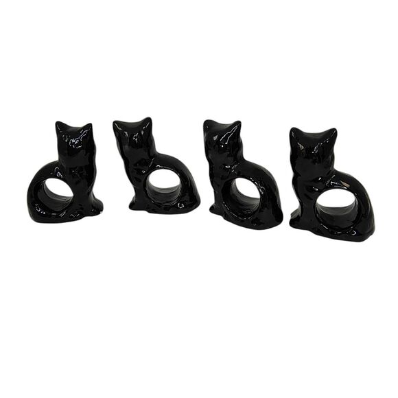 Black Cat Napkin Rings RARE - Picture 3 of 16